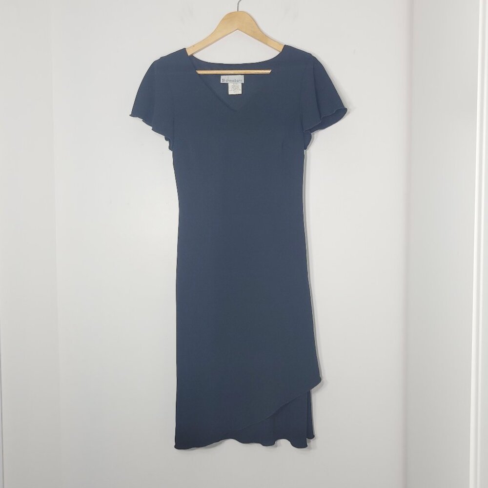 Dressbarn Women's Black Flowing Sleeve Evening V-neck Cocktail Dress Size 8
